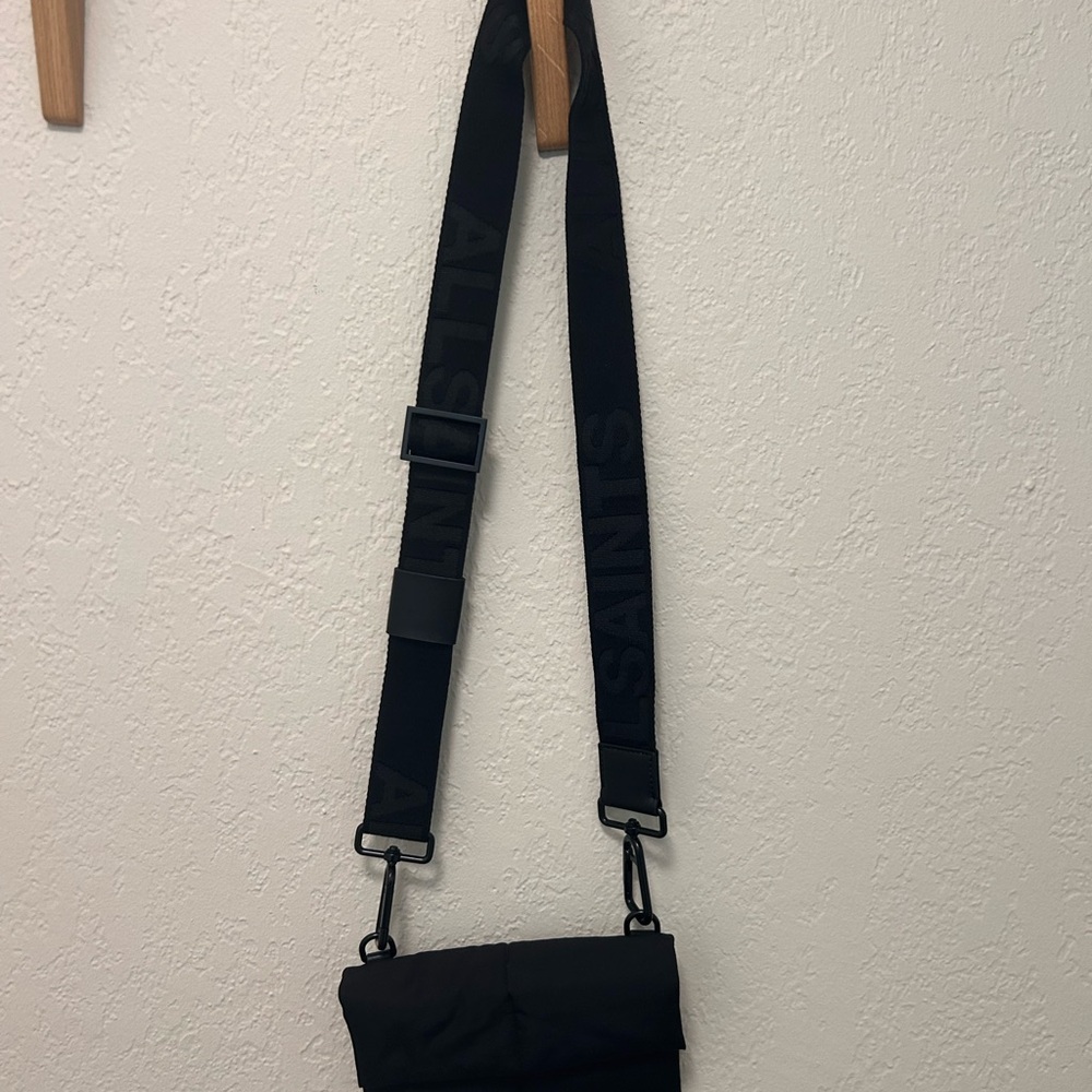 All Saints Black Messenger Bag Minimalist Design Adjustable Strap